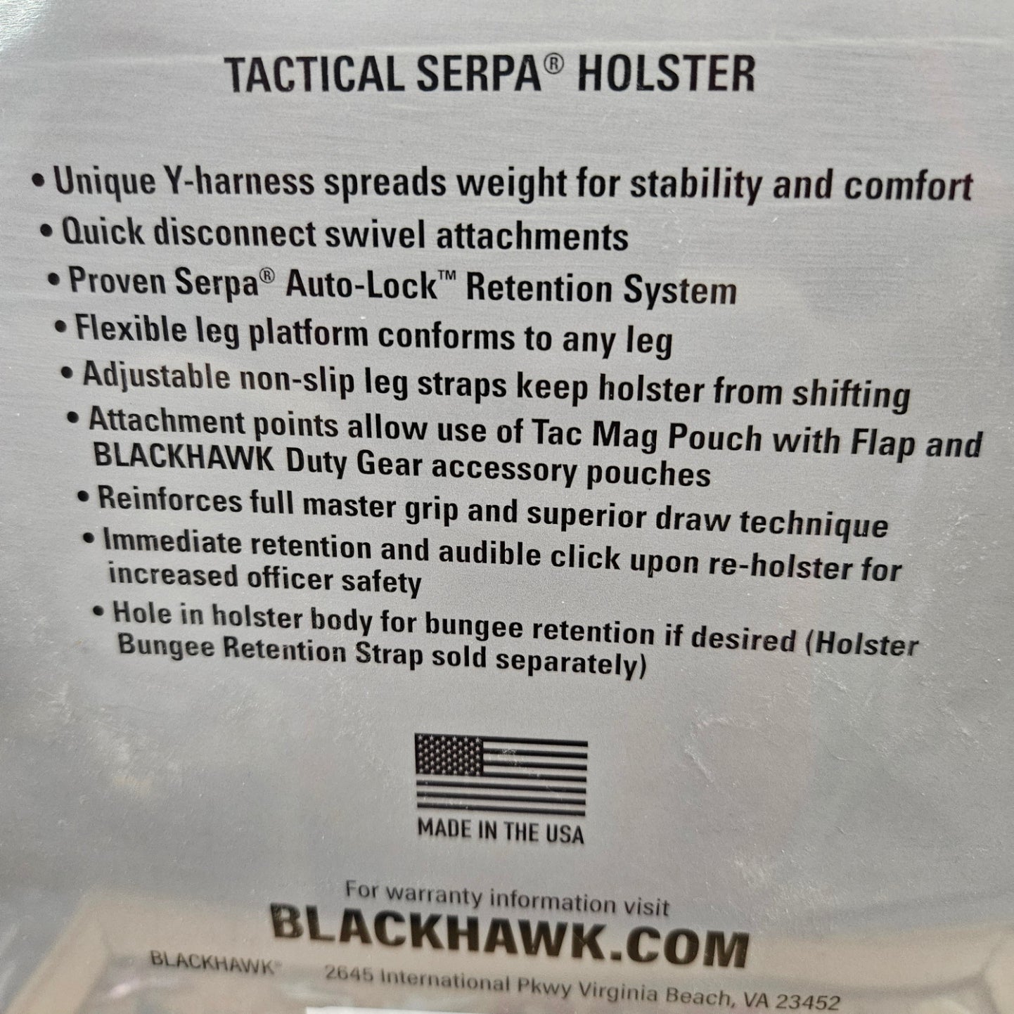 Blackhawk tactical serpa holster beretta 92/96/m9/m9a1 right hand
